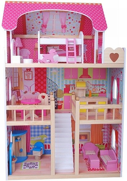 Drewniany domek dla lalek. Apartament