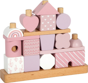 Klocki drewniane na palikach Różowy domek Small Foot