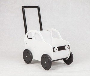 Drewniany wózek dla lalek i nie tylko. Białe auto, chodzik dla dzieci