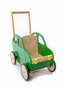 Drewniany wózek dla lalek i nie tylko. Zielone auto, chodzik dla dzieci