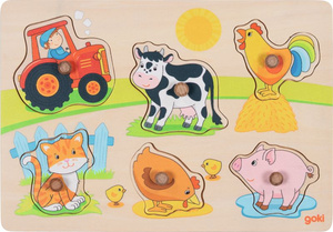 Dopasowywanka układanka dla dzieci drewniana Na farmie Goki