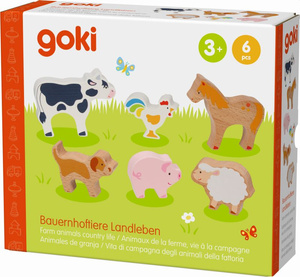 Zestaw drewnianych figurek zwierząt wiejskich Goki