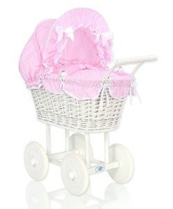 Biały wózek wiklinowy dla lalek Magnolia My Sweet Baby