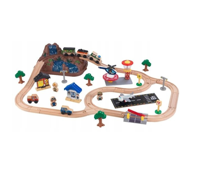 Kolejka drewniana, w górach z lotniskiem, KidKraft