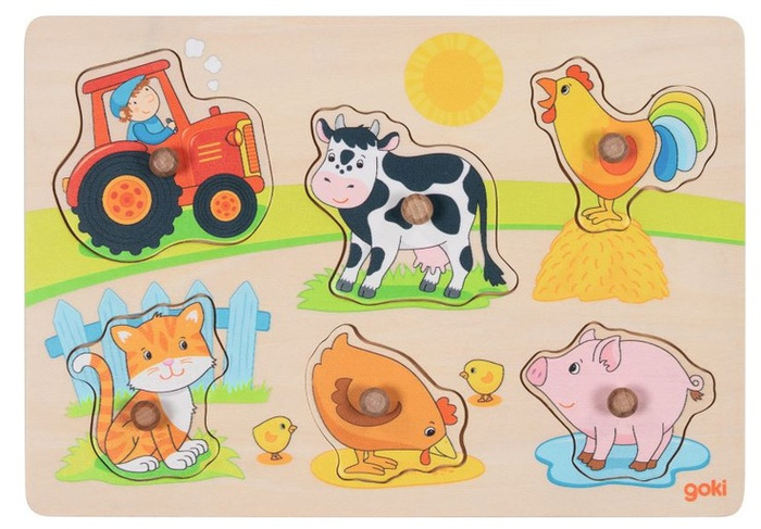 Dopasowywanka układanka dla dzieci drewniana Na farmie Goki