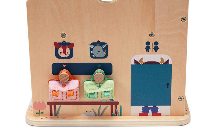 Drewniany multifunkcyjny zestaw do zabawy w Szkołę z 3 figurkami i akcesoriami Lilliputiens