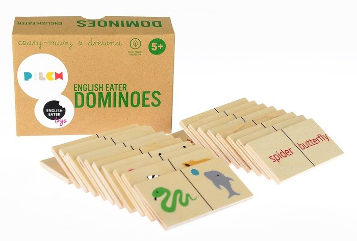 Drewniana gra pamięciowa Językowe domino English Eater Pilch