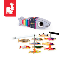 Zestaw do łowienia magnetyczny drewniany 10 rybek Sardynka, JANOD