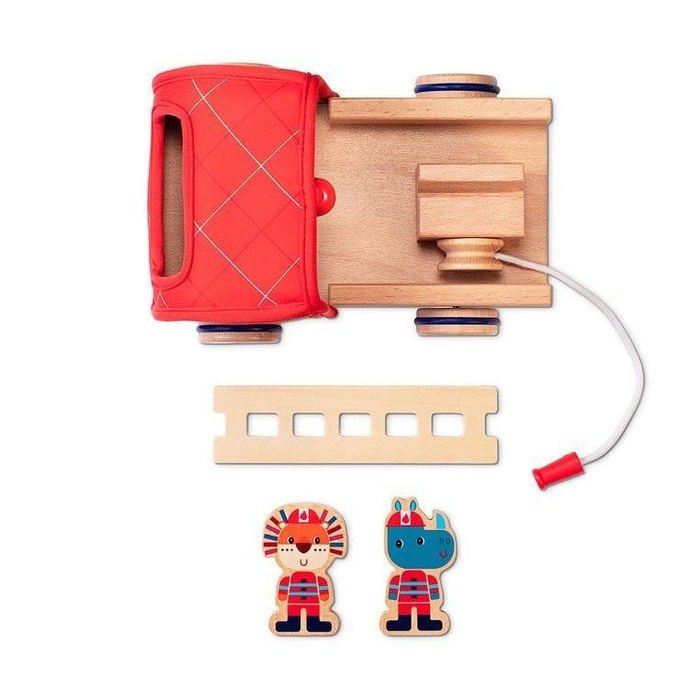 Drewniany wóz strażacki z rozwijanym wężem, drabiną i dzwonkiem Nosorożec Marius Lilliputiens