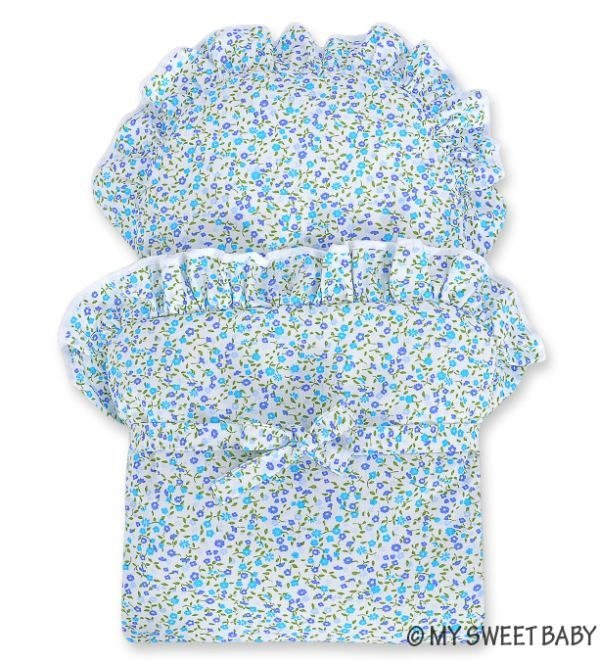 Wózek wiklinowy dla lalek Klasyczny brąz i niezapominajki My Sweet Baby