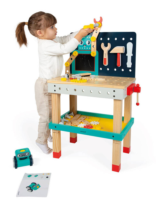 Drewniany stół warsztatowy dla małego majsterkowicza Robot Brico Kids Janod