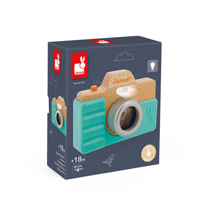 Drewniany aparat fotograficzny z dźwiękiem i lampą błyskową 18 m+ Janod