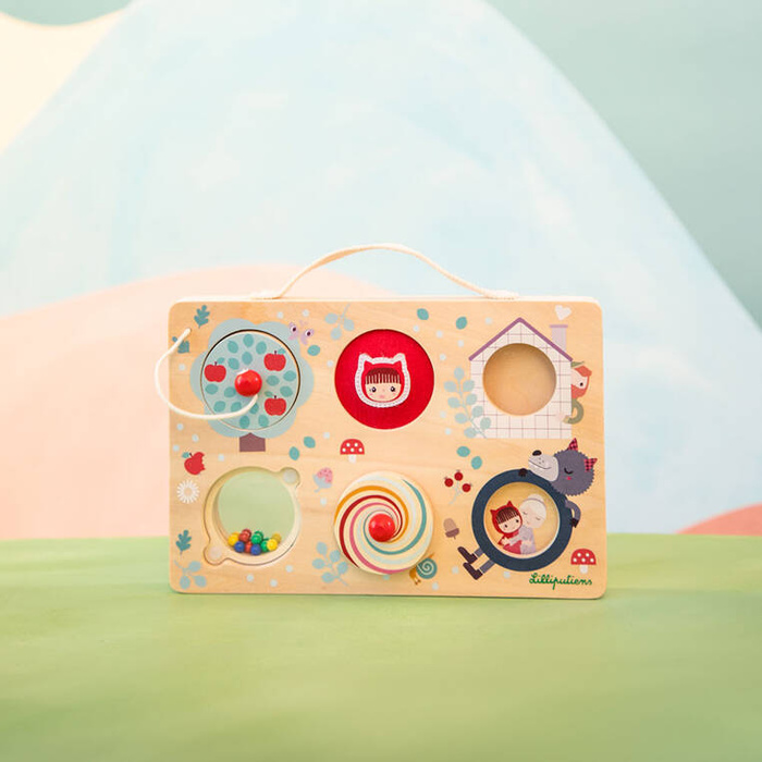 Edukacyjna tablica z drewna walizka Czerwony Kapturek Lilliputiens