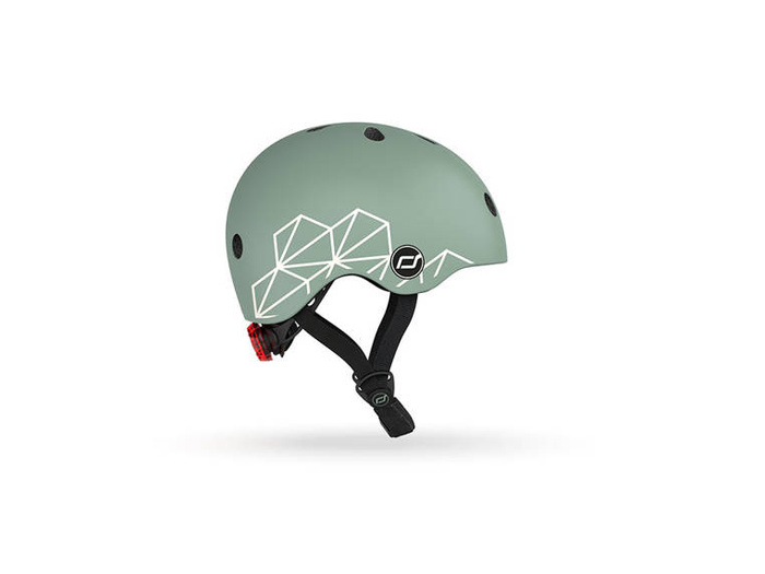 SCOOTANDRIDE Dziecięcy kask XXS-S 1-5 lat światło LED magnetyczne zapięcie Green Lines