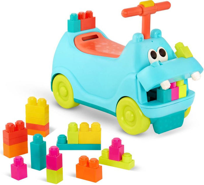 Komplet interaktywny jeździk-hipopotam dla dzieci z klockami Locbloc Hippo B.Toys