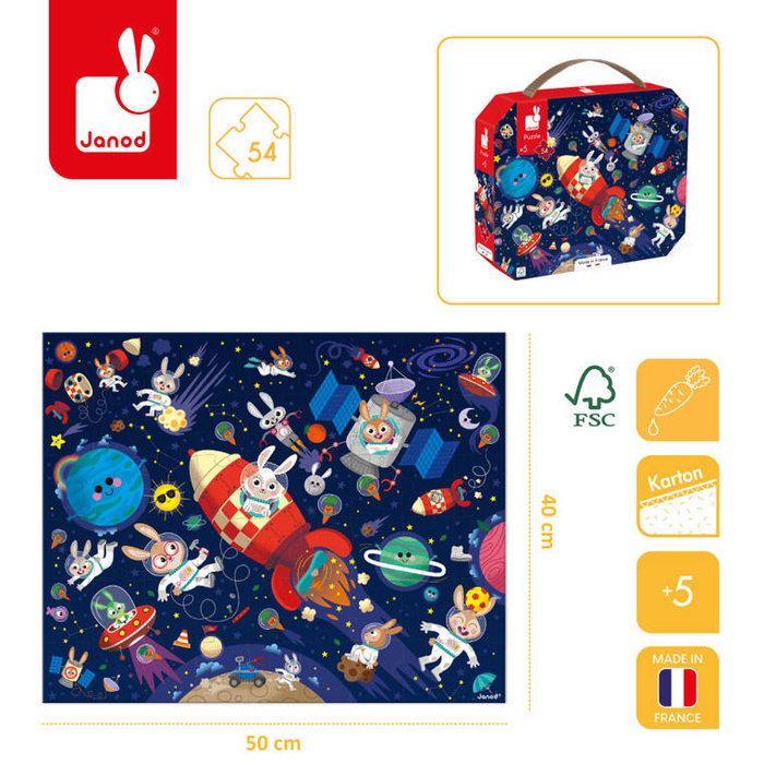 Puzzle w walizce Rakieta kosmiczna 54 el. Janod