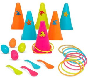 Gry zręcznościowe obręcze i jajka RingToss&Egg-and-Spoon Game B.Toys