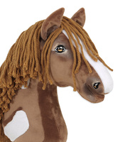 Brązowy koń na kiju z gęstą grzywą Premium Super Hobby Horse