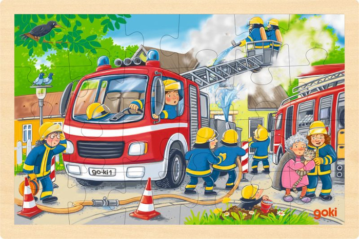 Puzzle drewniane Strażacy i gaszenie pożarów Goki