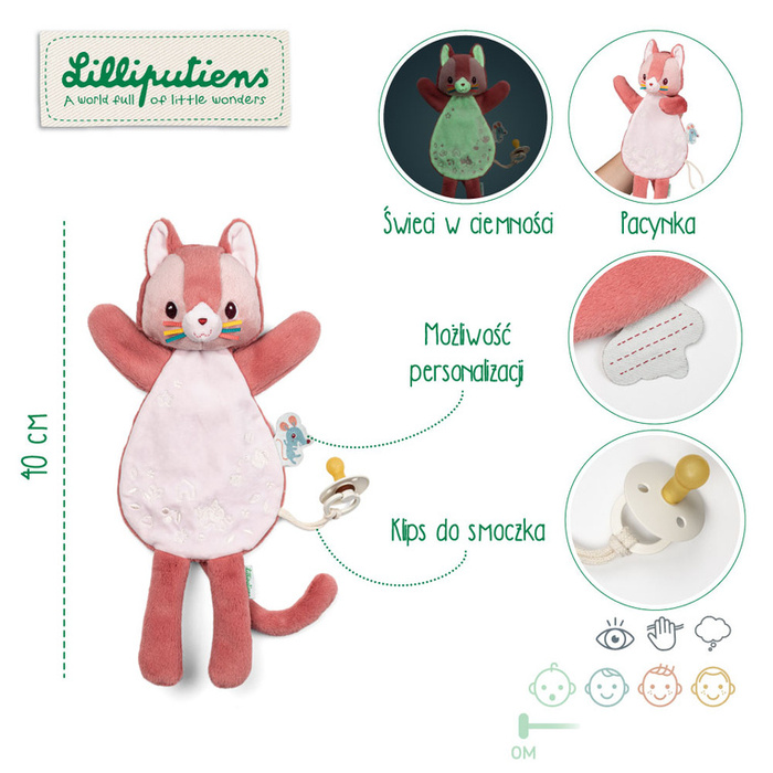 Przytulanka dla niemowlaka Pacynka Kotka Jeanne 2w1 Lilliputiens