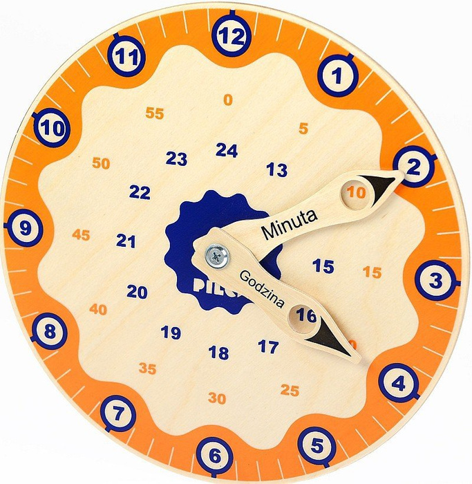 Zegar dla dzieci, nauka czasu. Kleks