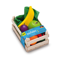 Zestaw drewnianych owoców w skrzynce Erzi