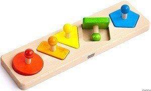 Kolorowe klocki drewniane. Sorter figur Bajo