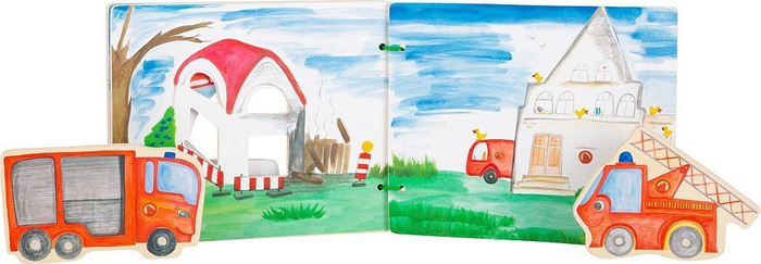 Drewniana książka z obrazkami i figurkami Brygada straży pożarnej Small Foot Design