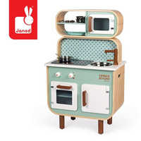 Dwustronna drewniana kuchnia z pralką 2w1, z dźwiękiem, światłem LED i 8 akcesoriami, Janod 