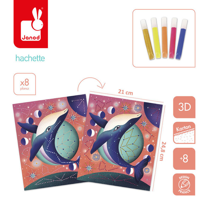 Malowanie kropkami Puentylizm 3D Kosmiczne zwierzęta Janod