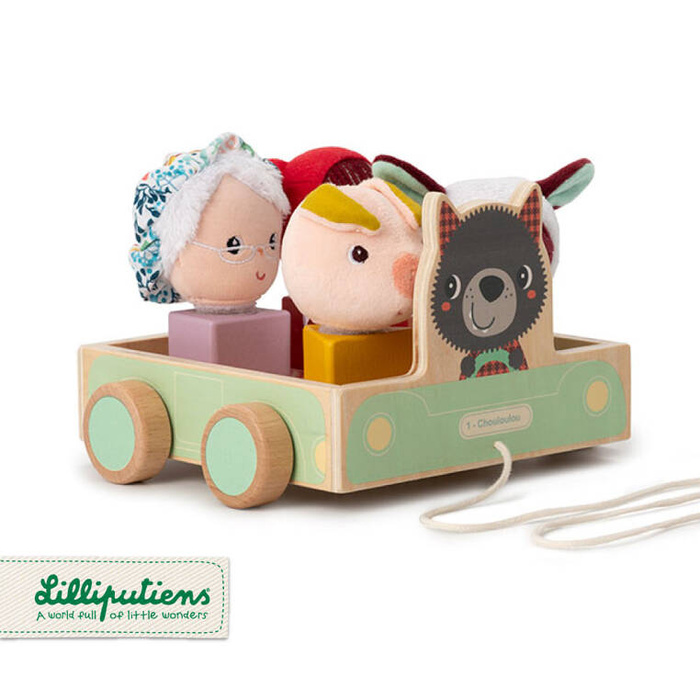 Drewniany wózek do ciągnięcia Wilk Louis LILLIPUTIENS