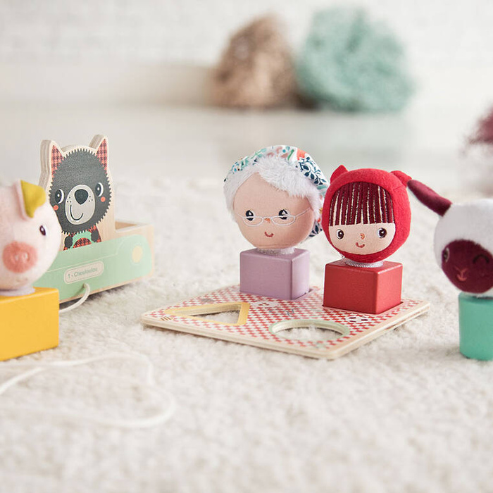 Drewniany wózek do ciągnięcia Wilk Louis LILLIPUTIENS