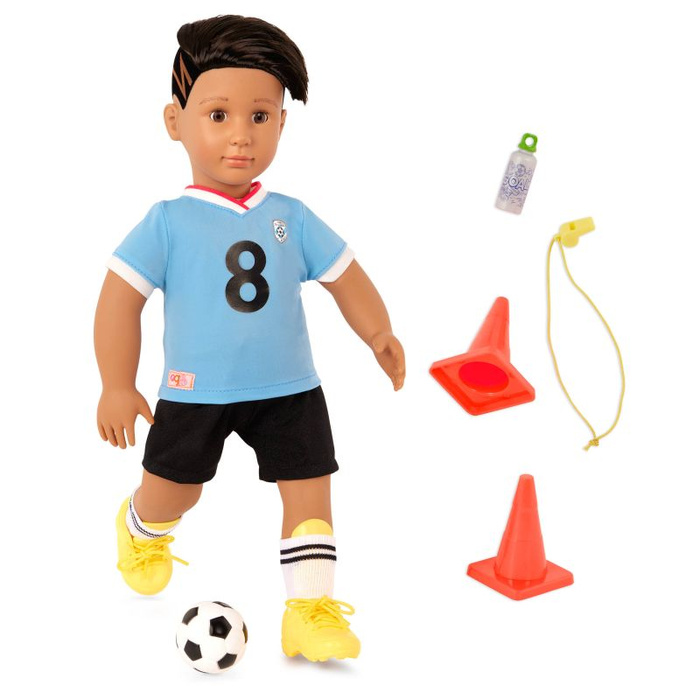 Lalka dla dzieci piłkarz Mateo 46cm z akcesoriami sportowymi Our Generation