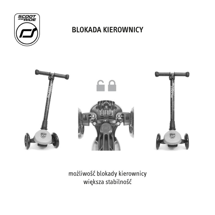 SCOOTANDRIDE Highwaykick 3 LED Hulajnoga składana ze świecącymi kółkami 3+ Ash