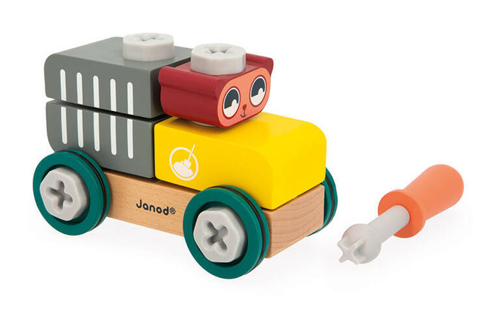 Autko drewniane cysterna do samodzielnego składania Miś Brico Kids Janod