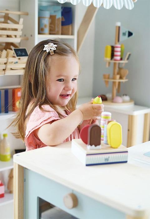 Drewniany zestaw lody na patyku Small Foot imitacje artykułów spożywczych dla dzieci