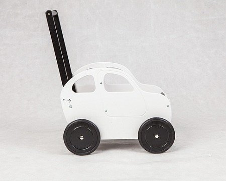 Drewniany wózek dla lalek i nie tylko. Białe auto, chodzik dla dzieci