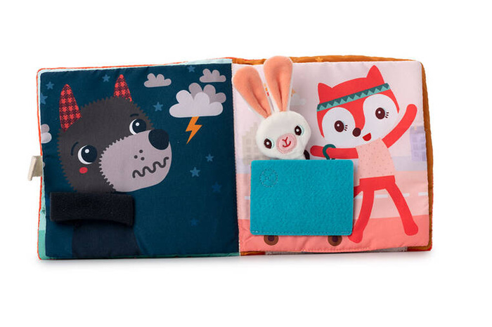 Materiałowa edukacyjna książeczka z mini przytulanką sarenka Stella i jej przytulanka LILLIPUTIENS