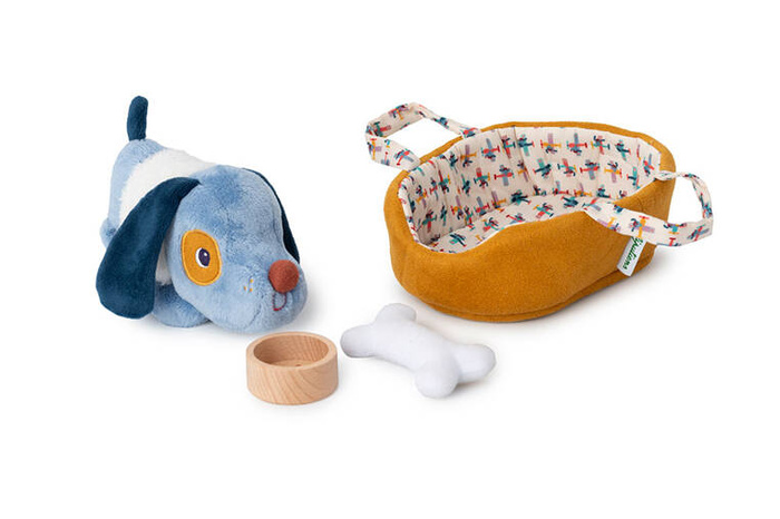 Przytulanka piesek z koszyczkiem i akcesoriami Piesek Jules Lilliputiens