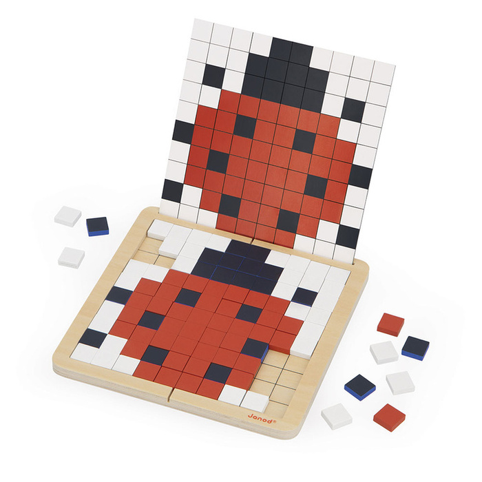 Układanka dla dzieci 4w1 Symetria kodowanie mozaika i piksele Janod