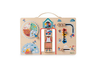 Drewniana tablica manipulacyjna walizka Ubranie na każdą pogodę Lisiczka Alice Lilliputiens