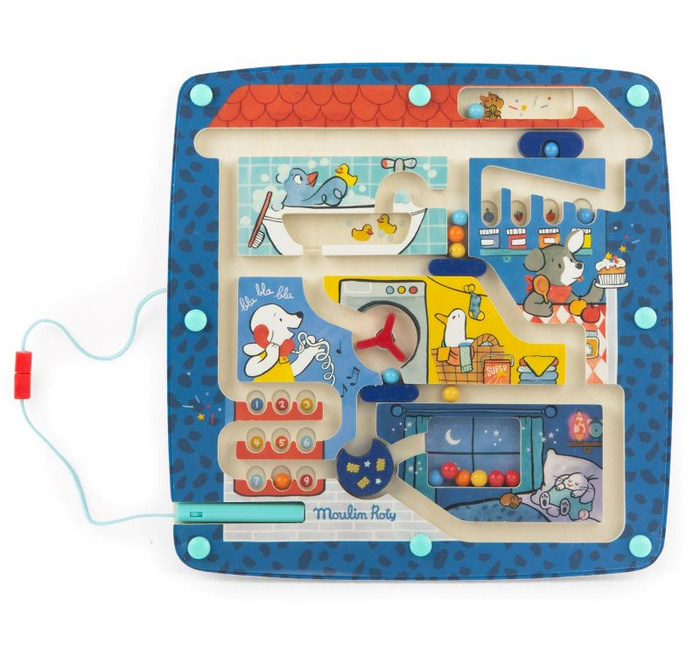 Magnetyczny labirynt drewniany Zwierzątka w domu Moulin Roty