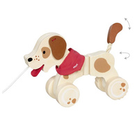 Drewniany piesek Max zabawka do ciągnięcia Goki
