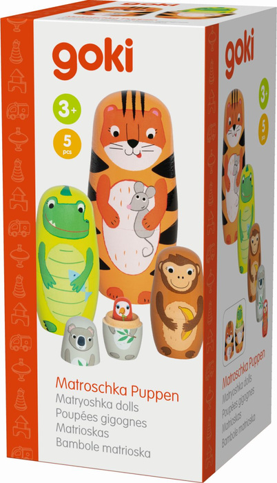 Drewniane matrioszki Tygrys Tavi i Zwierzęta z dżungli Goki