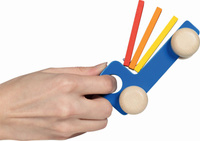 Komplet 4 drewnianych autek dla dzieci z instrumentami muzycznymi Goki