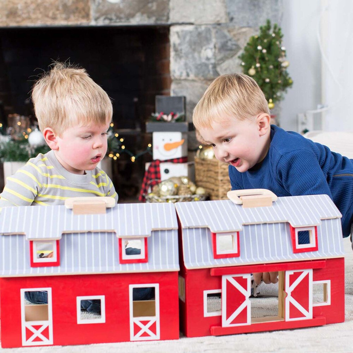 Drewniana farma dla dzieci Drewniana Składana Stodoła z 7 Figurkami Zwierząt Melissa and Doug