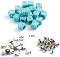 Kreatywny zestaw koralików do nawlekania srebrne literki Djeco