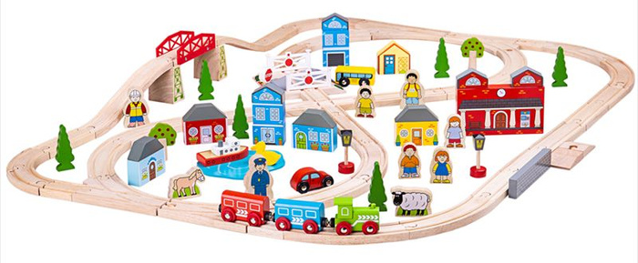 Kolejka drewniana, 101 elementów. W mieście, Bigjigs Rail