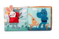 Materiałowa edukacyjna książeczka z mini przytulanką sarenka Stella i jej przytulanka LILLIPUTIENS 