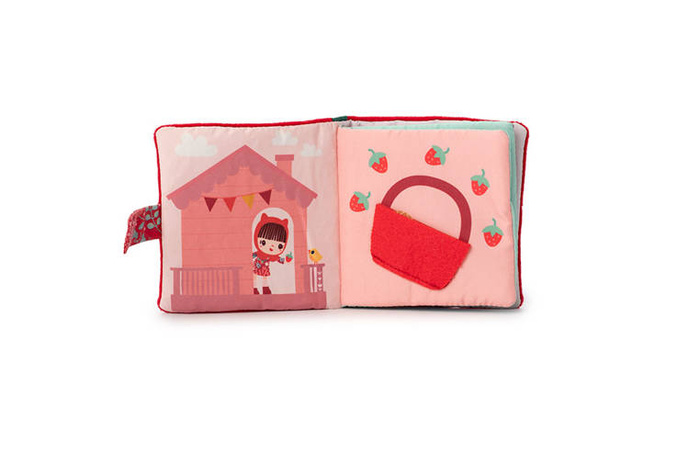 Materiałowa edukacyjna książeczka z mini gryzakiem Czerwony Kapturek LILLIPUTIENS